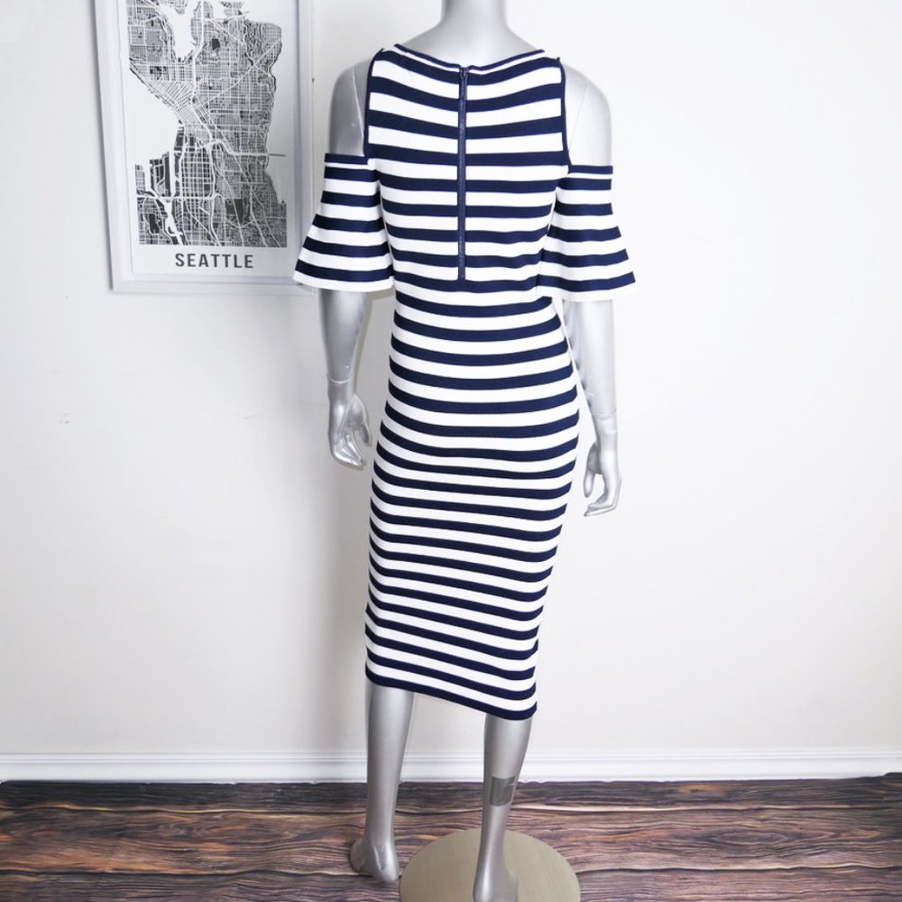 Michael Kors Striped Stretch Viscose Midi Dress - Picture 5 of 8